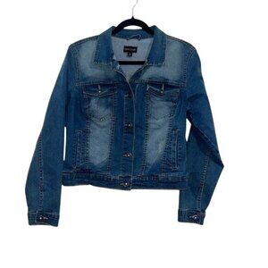 Denim Jacket By New Look Size L Blue Cotton Blend